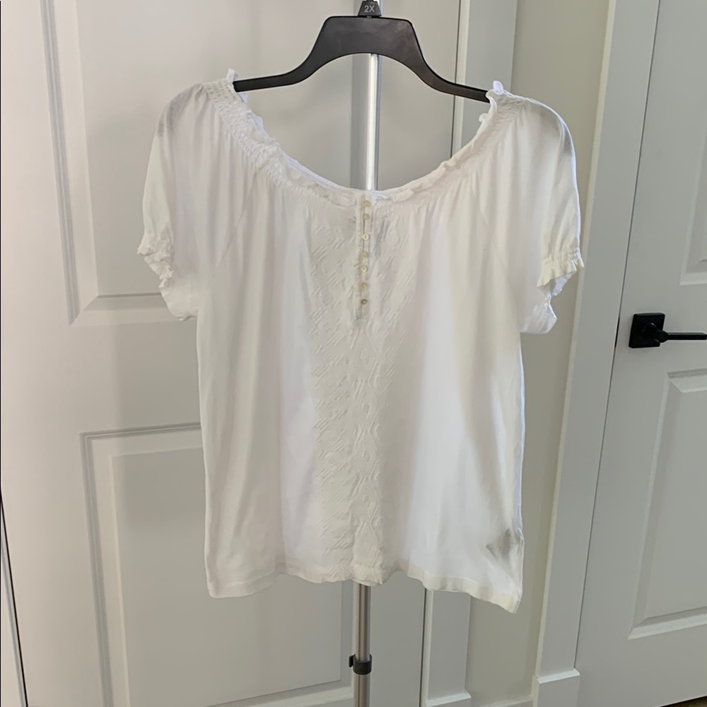 Lauren Ralph Lauren 100% Cotton White Blouse with Button Detail